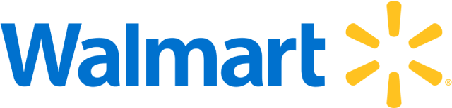 Walmart Pharmacy Blue word Walmart white dot surrounded by 6 yellow lines radiating outward