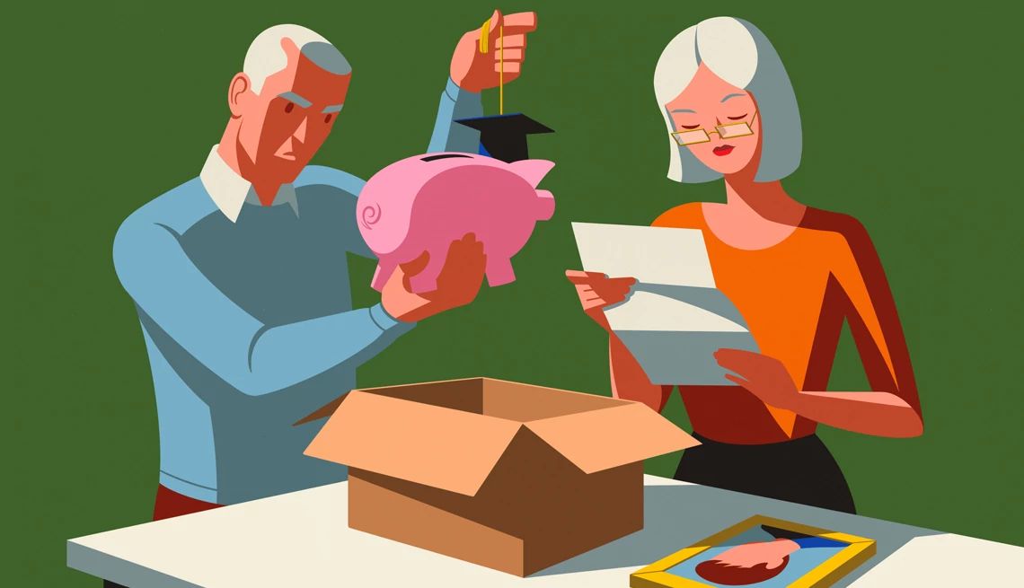 Our Son Asked Us to Contribute to Our Grandchild’s College Fund, But We Barely See Him Two older adults stand before an open box. One holds a letter, and the other holds a piggy bank