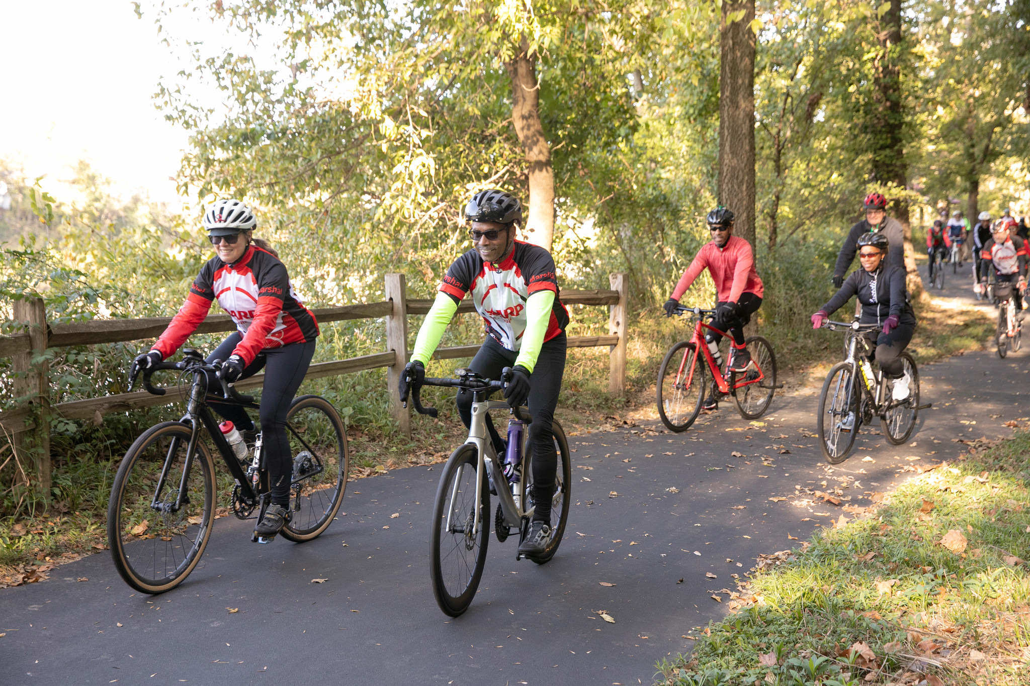 people riding bikes