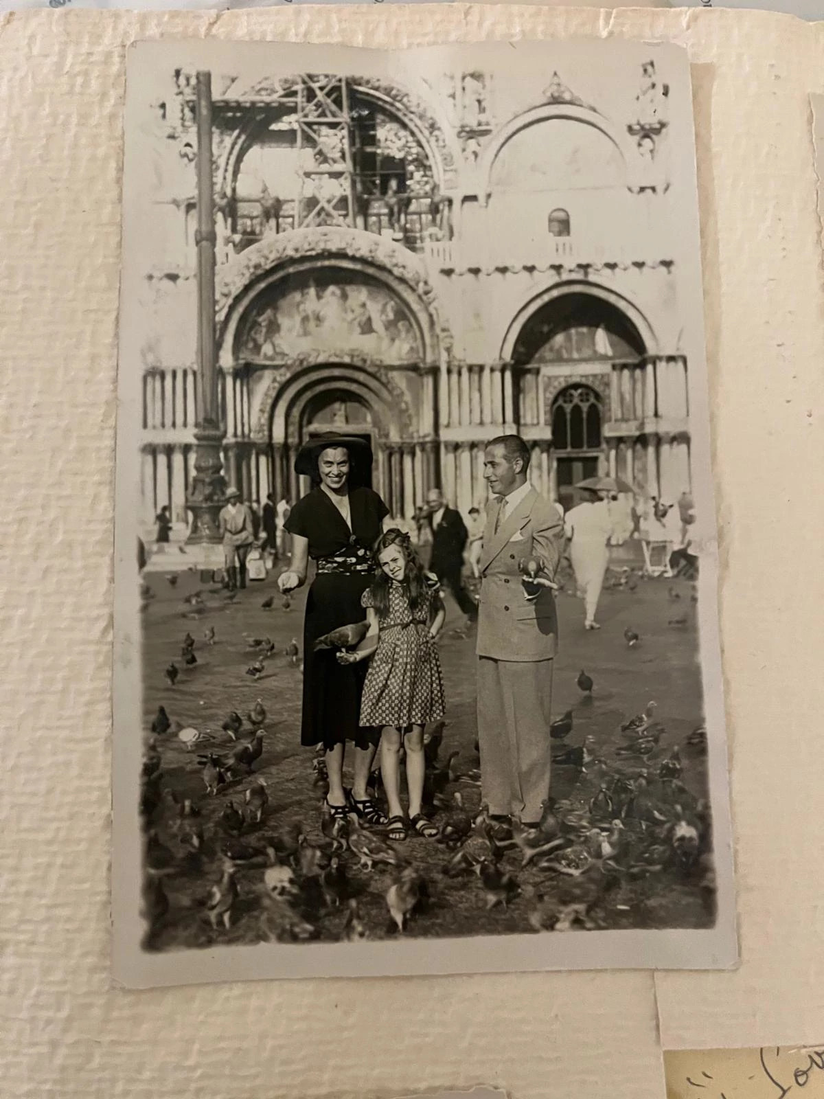 A 1938 photo shows Bill Donahue’s grandmother and her boyfriend visiting Venice, Italy, with Donahue’s mother, who was 8 at the time