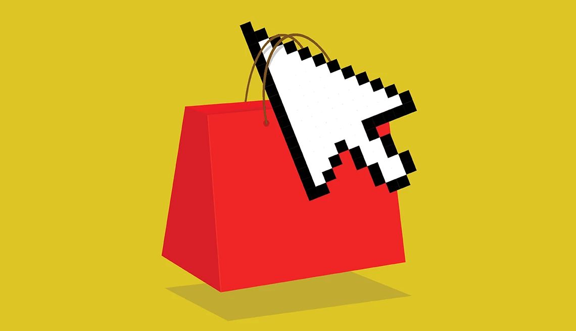 Shopping Tricks and Tips an arrow from a computer dragging a shoping bag