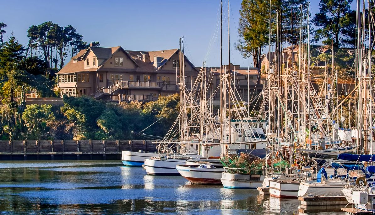 Charming California Seaside Towns boats docked at a harbor