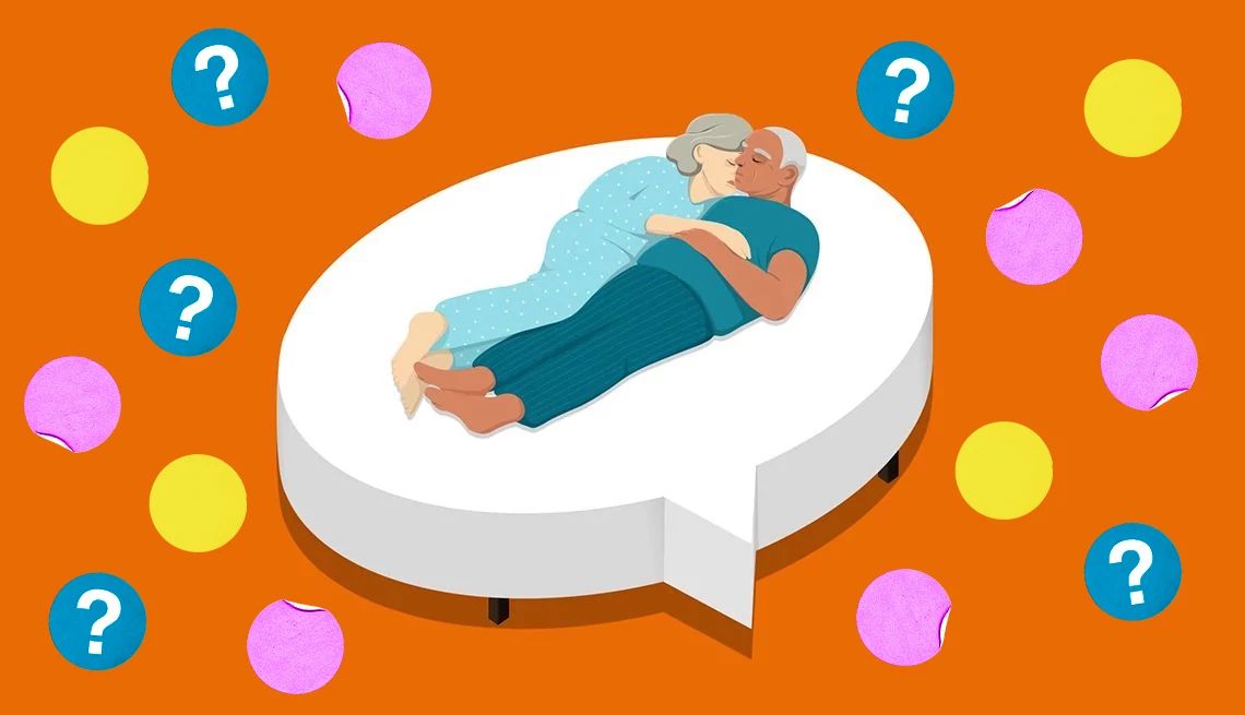 Men's Sexual Health Quiz couple sleeping on a word cloud
