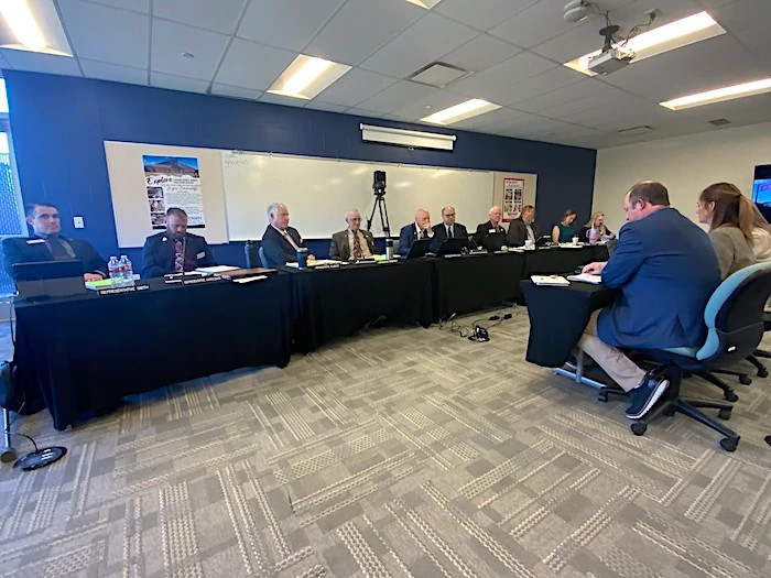 The Wyoming Joint Appropriations Committee hears testimony during its May 1 meeting in Rawlins at the Carbon County Higher Education Center