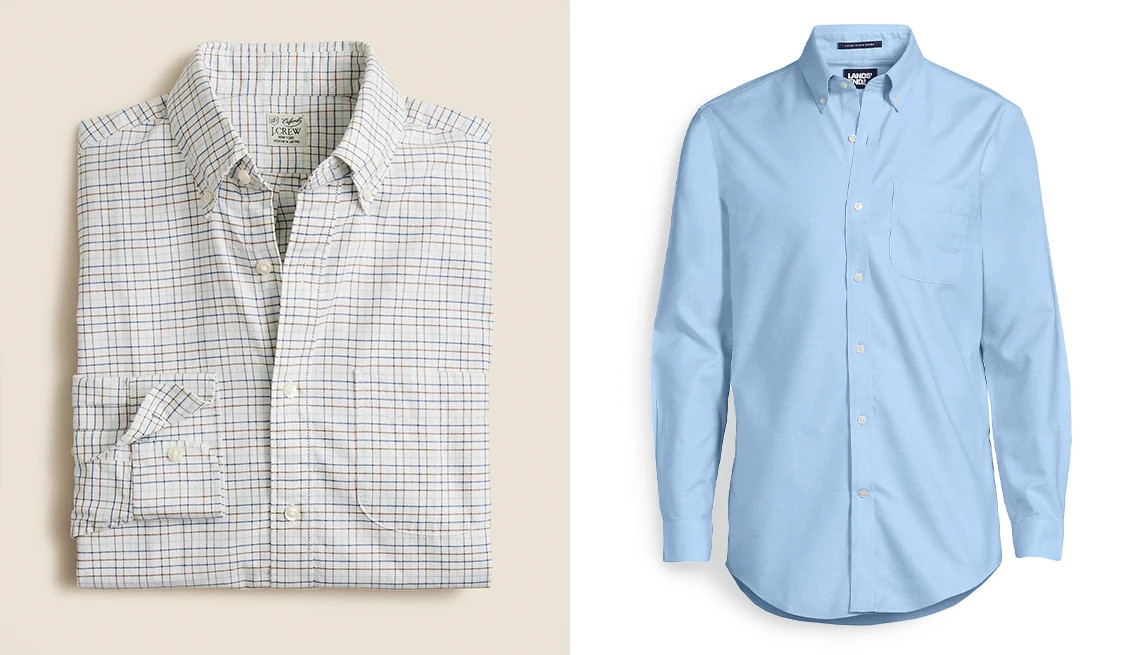 two light blue shirts on a light background