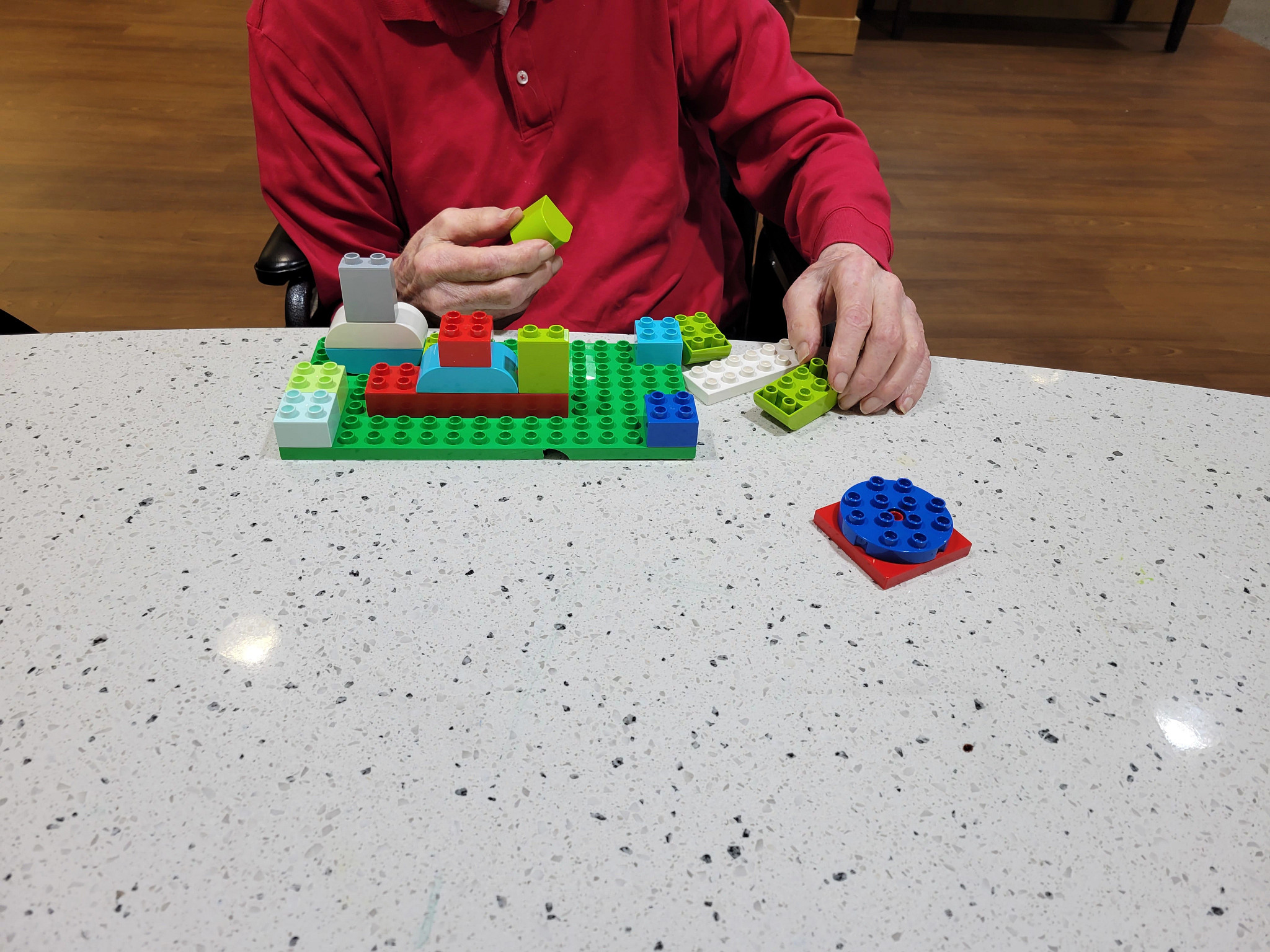 playing with Duplo bricks