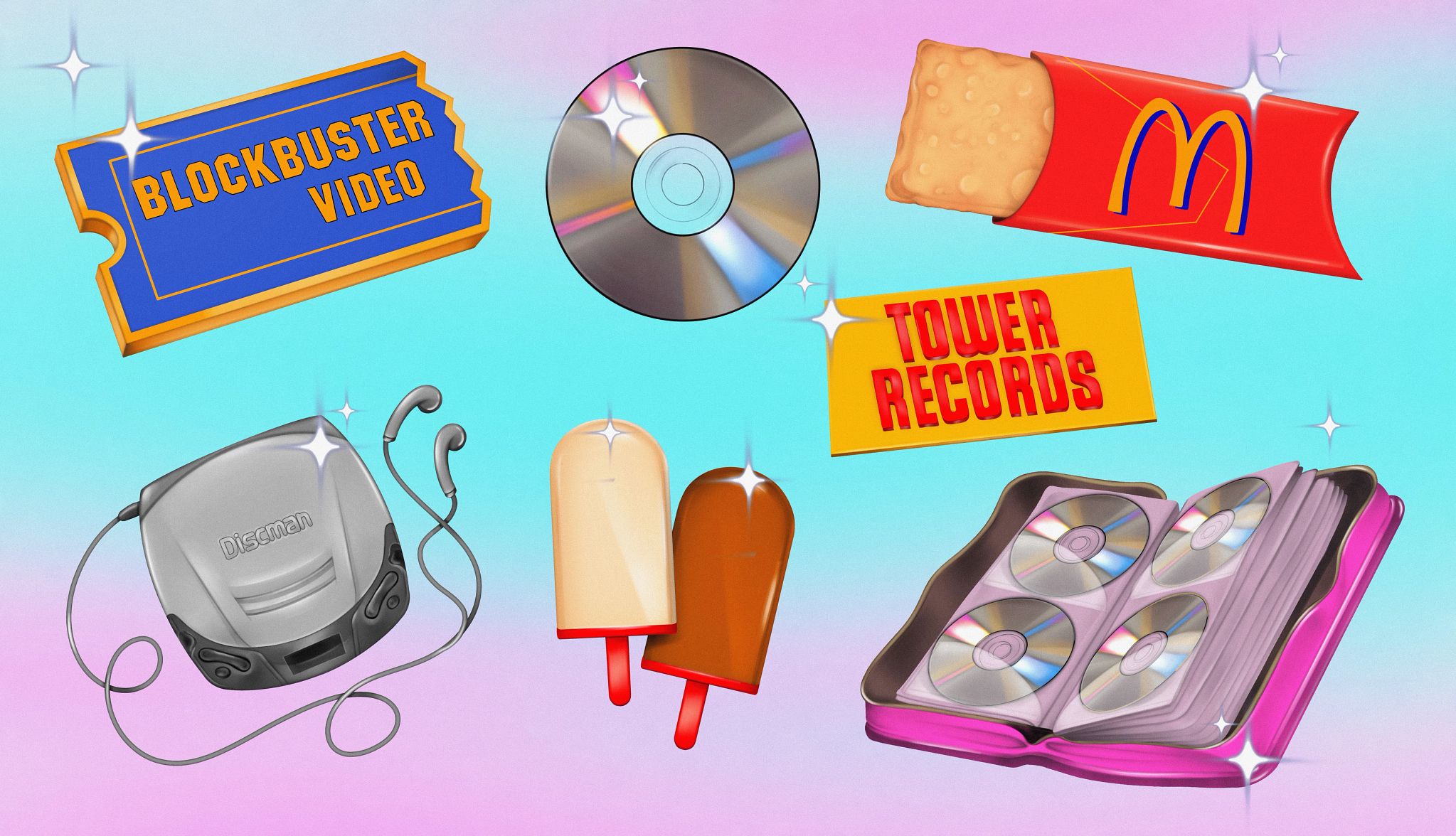 Discontinued Things We Want Back logos and icons of different things that have gone away but we want back