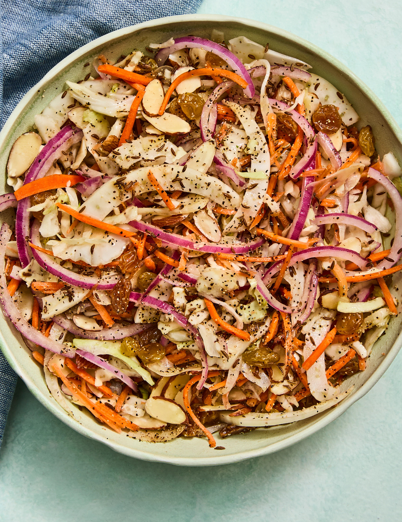 carrot-fennel slaw is shown in a photo