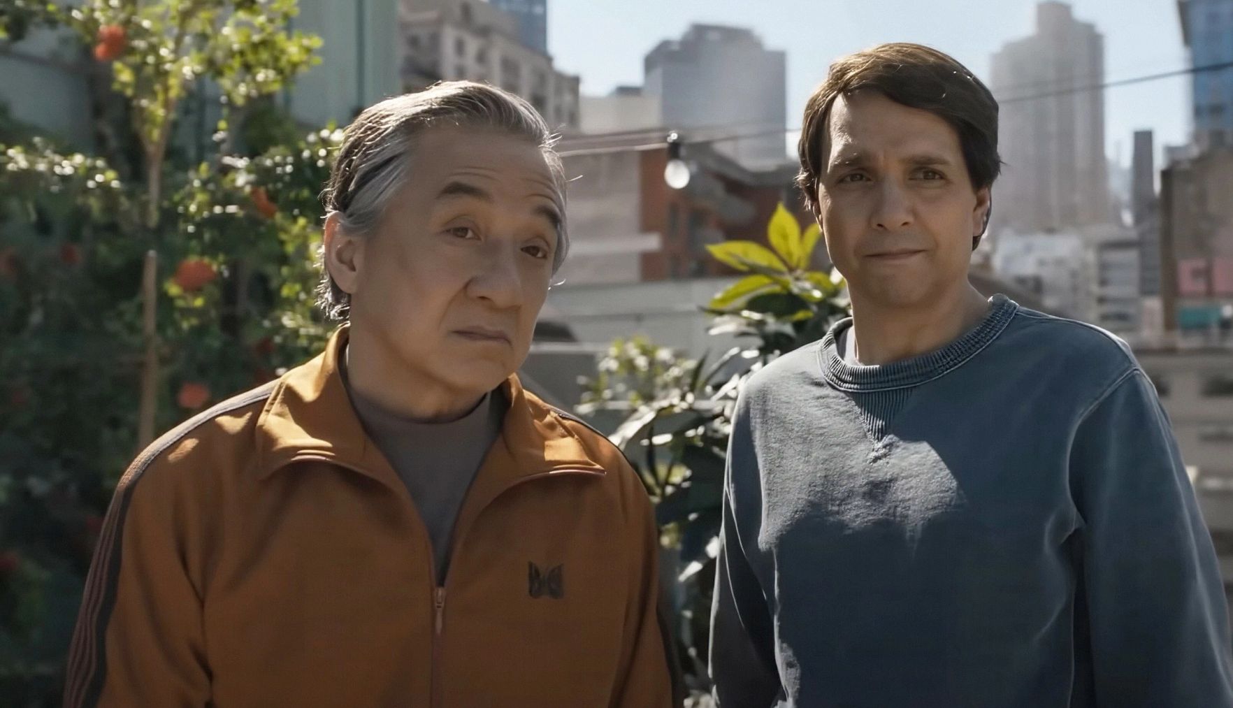 Jackie Chan is Still Doing His Own Stunts at 71 jackie chan and ralph macchio in a still image from 'karate kid: legends'