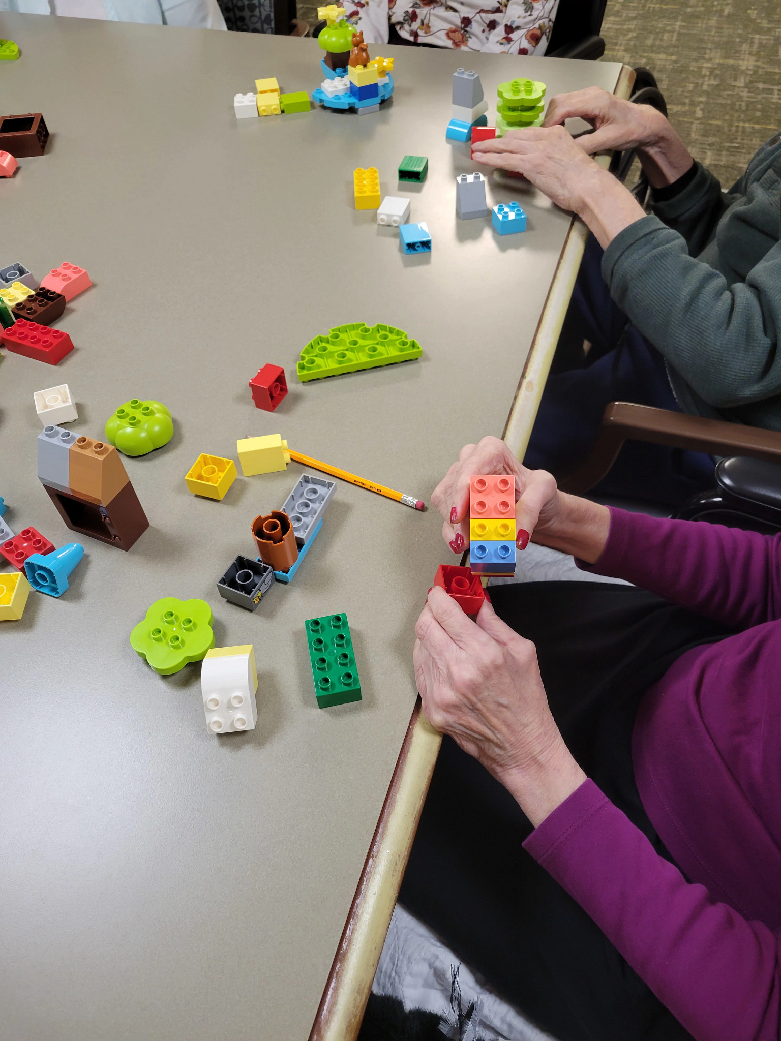 playing with Duplo bricks