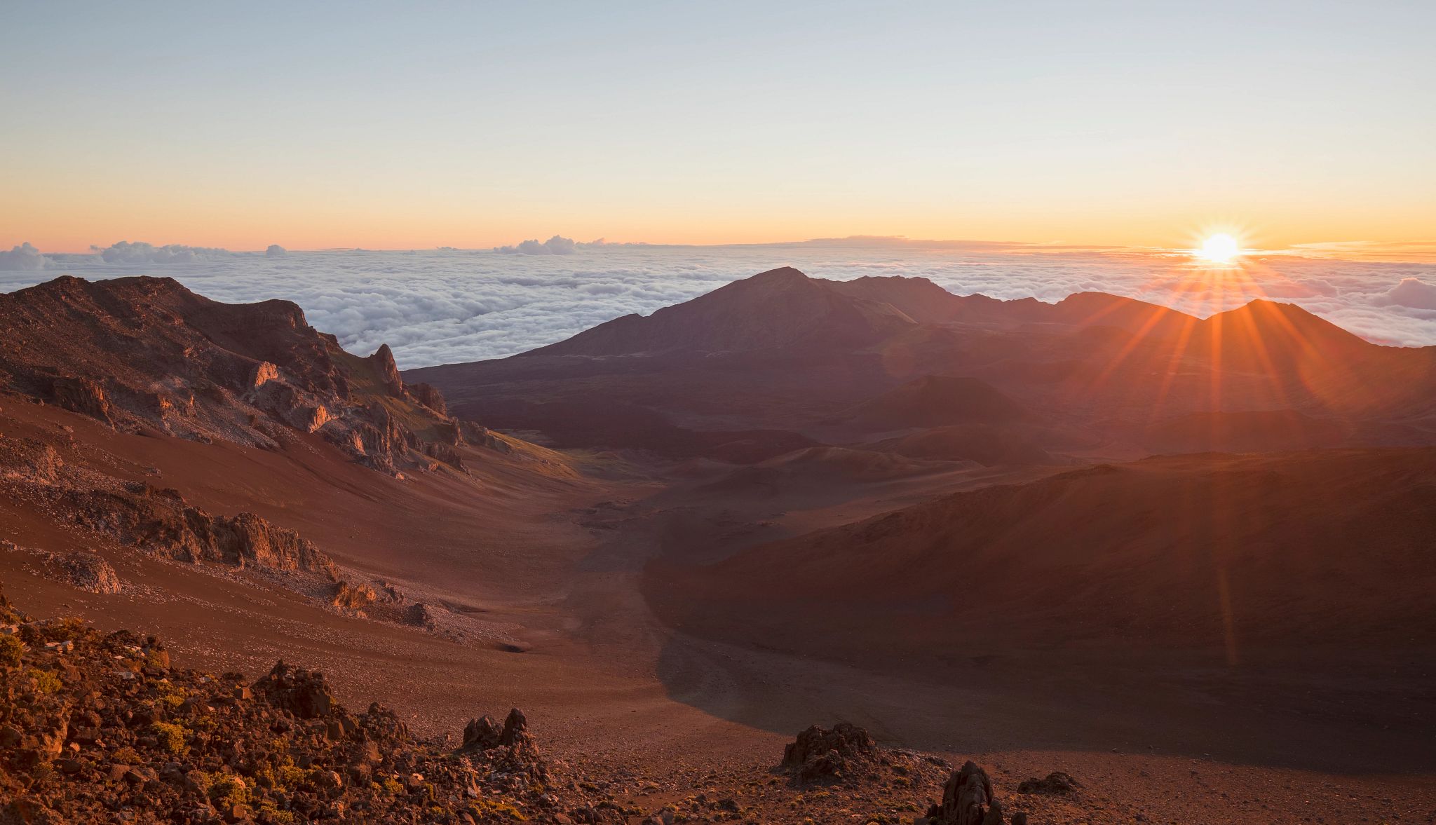 at Haleakalā National Park. mountaintops and clouds at Haleakalā National Park