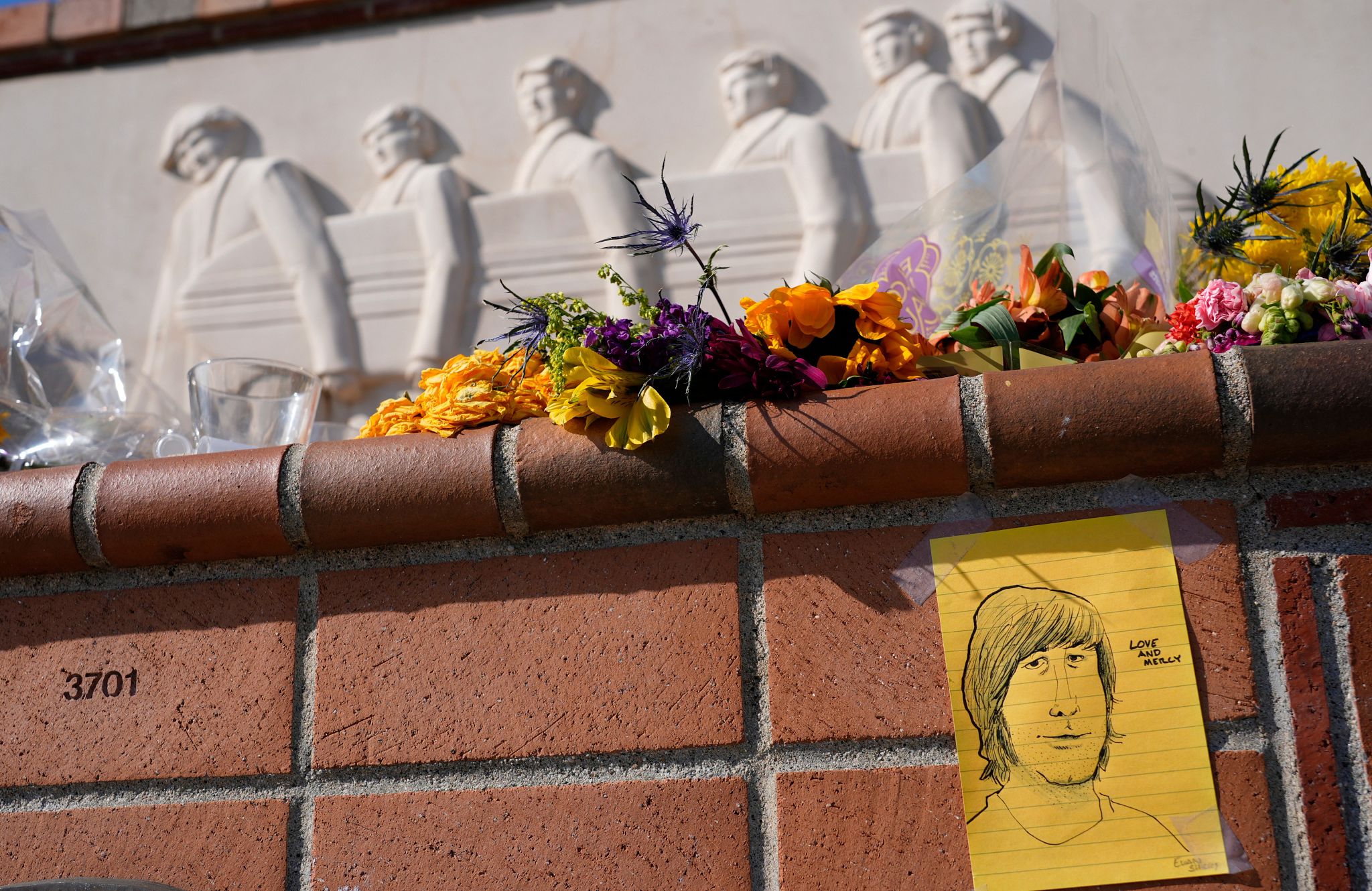 What It Felt Like to Sing With Brian Wilson A hand-drawn portrait of the late Beach Boys leader Brian Wilson is tacked on the wall at the site of Wilson’s childhood home in Hawthorne, California.
