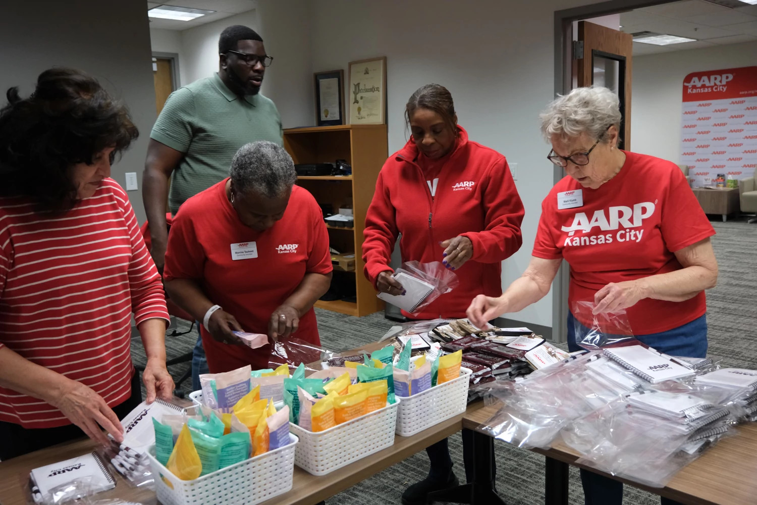 a group of AARP volunteers