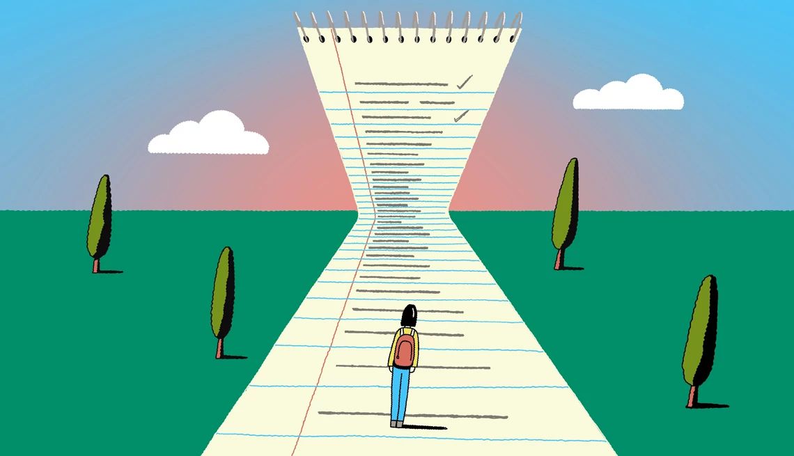 Rethink Your Bucket List a person standing on a long sheet of paper