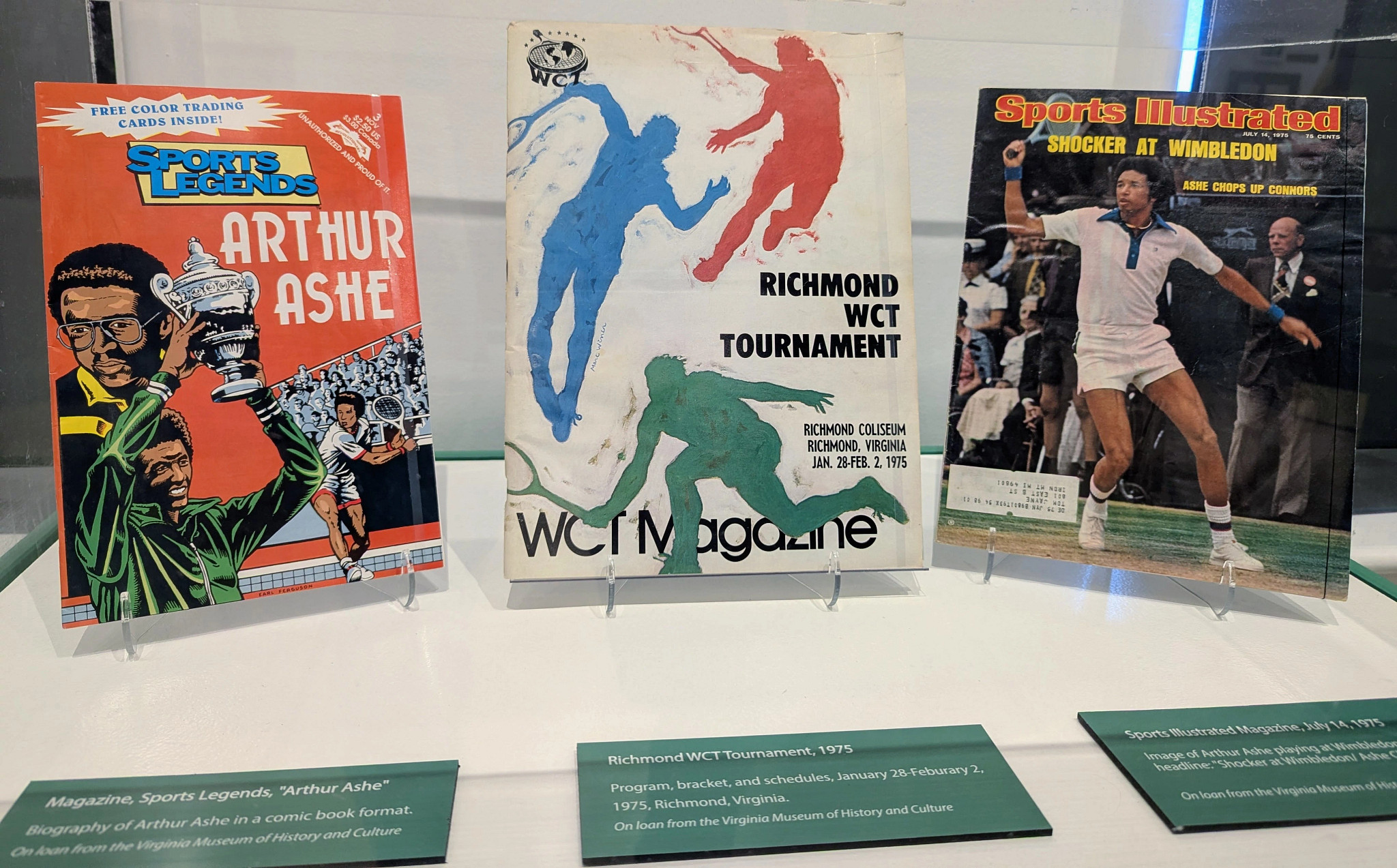 Arthur Ashe memorabilia on display at the Black History Museum