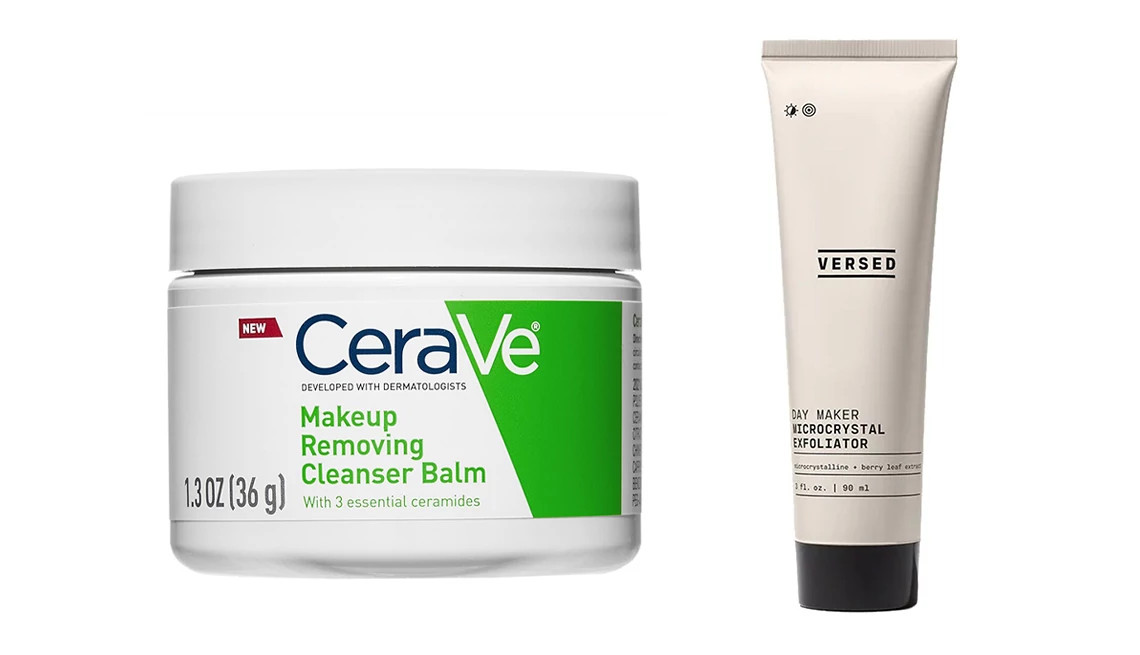 Two skincare essentials, a makeup remover and a microcrystal exfoliator, for a complete routine.