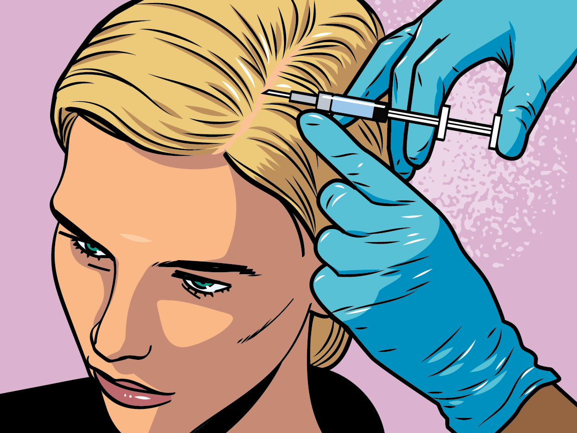A vibrant depiction of a hair treatment, showcasing the meticulous process