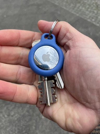 a tracker on a keychain