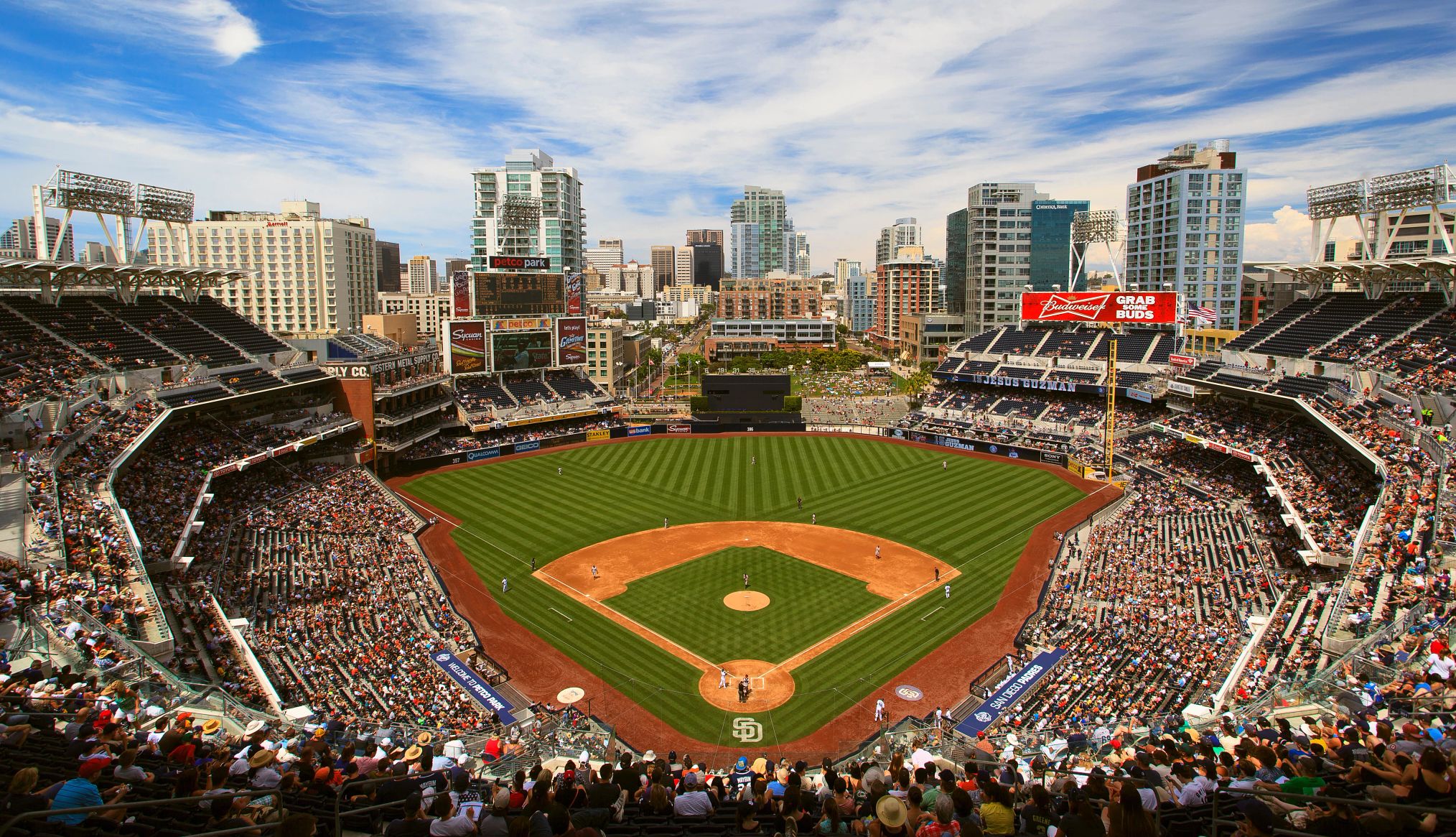 aerial view of Petco Park where the San Diego Padres play 