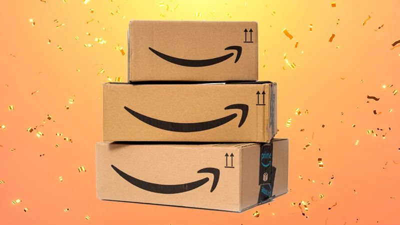 Amazon Prime Day Details Amazon Prime boxes on a gold field