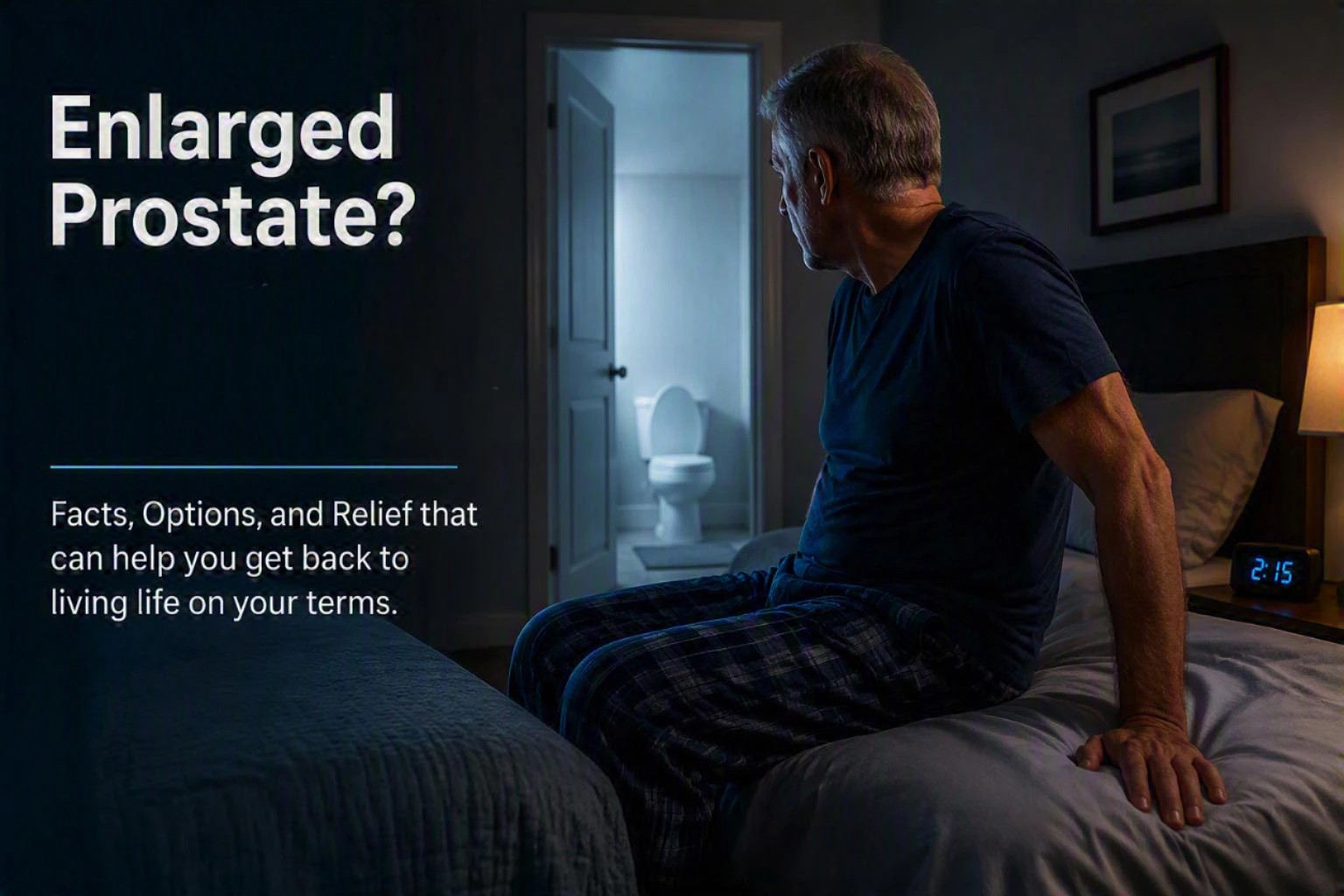 Prostate Health  Man looking into bathroom