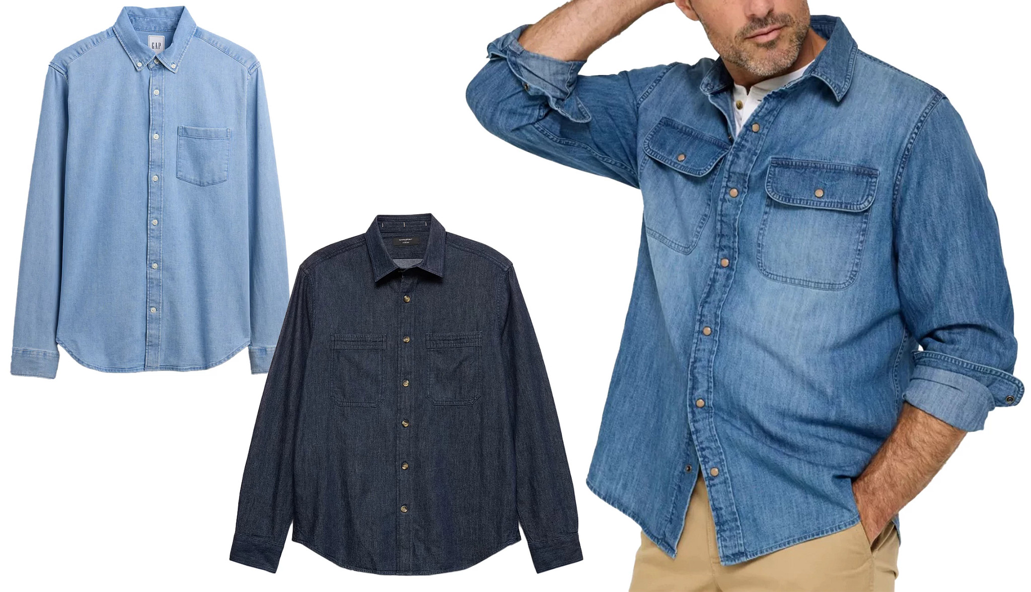 different styles of denim shirts for men