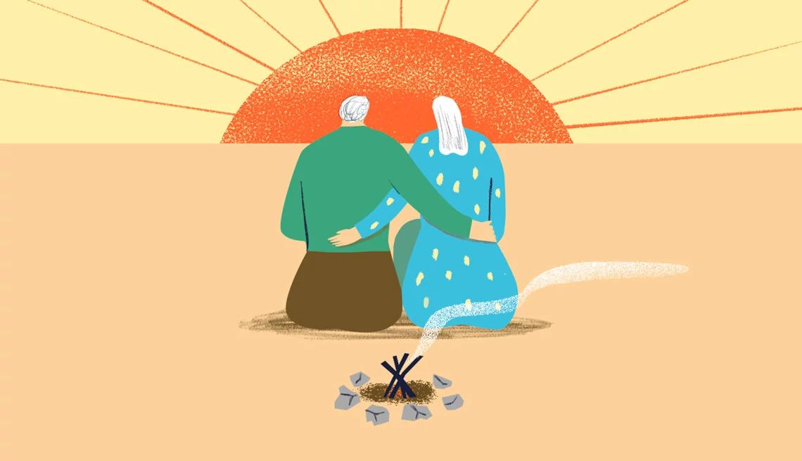 Sexless in My 60s two illustrated figures look at a sunset