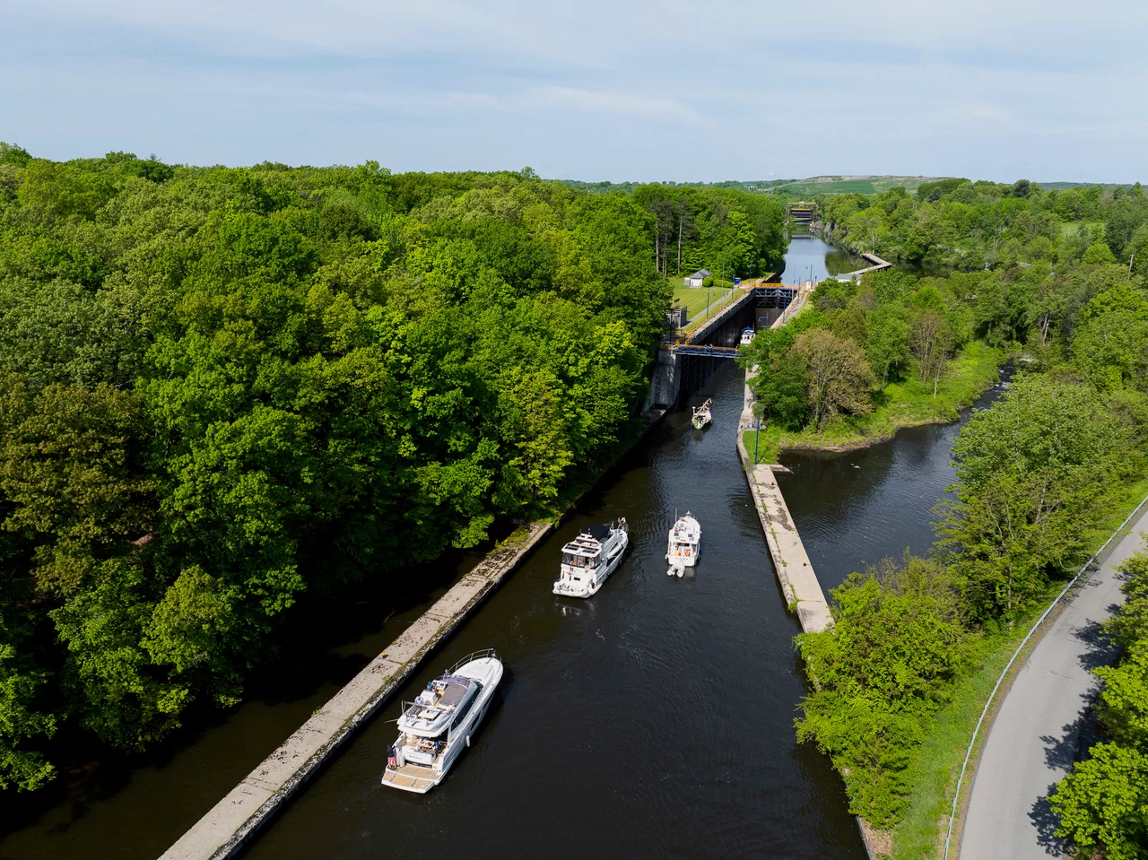 boats along the water in the Village of Waterford