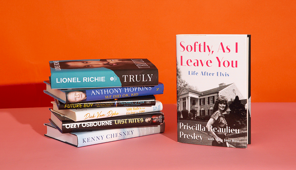 an animated image showing the covers of celebrity memoirs