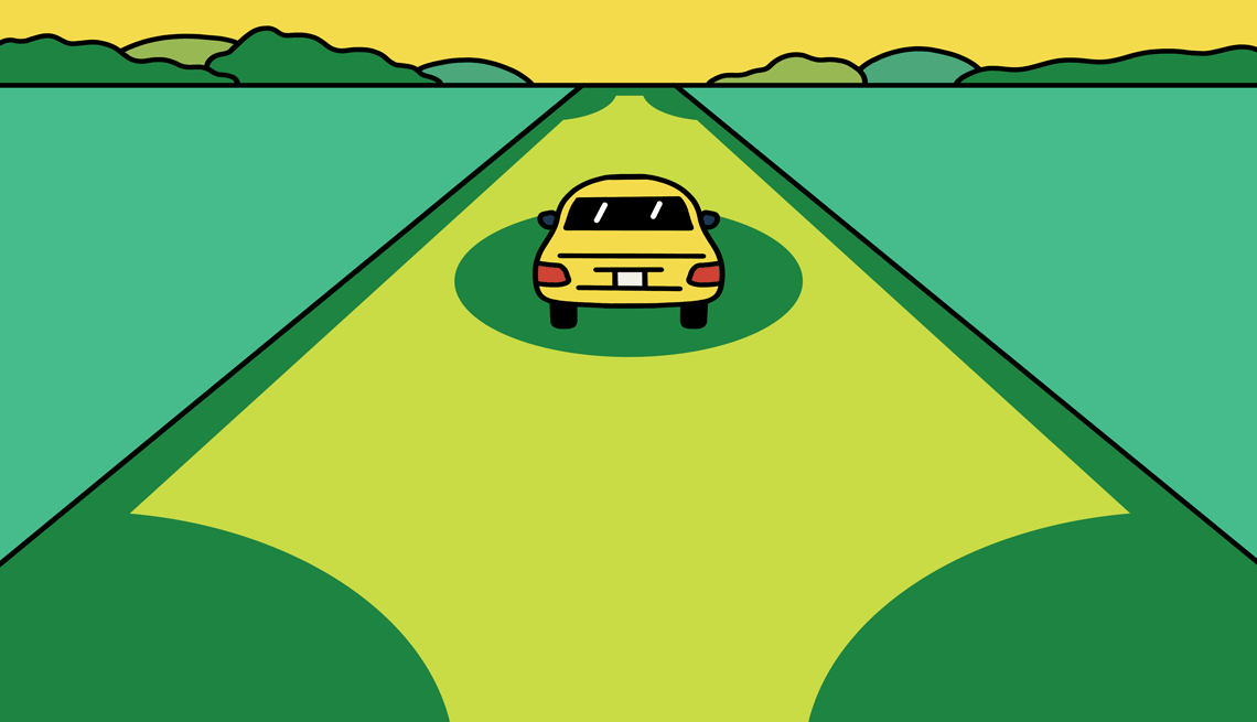 a car driving on a road shaped like money