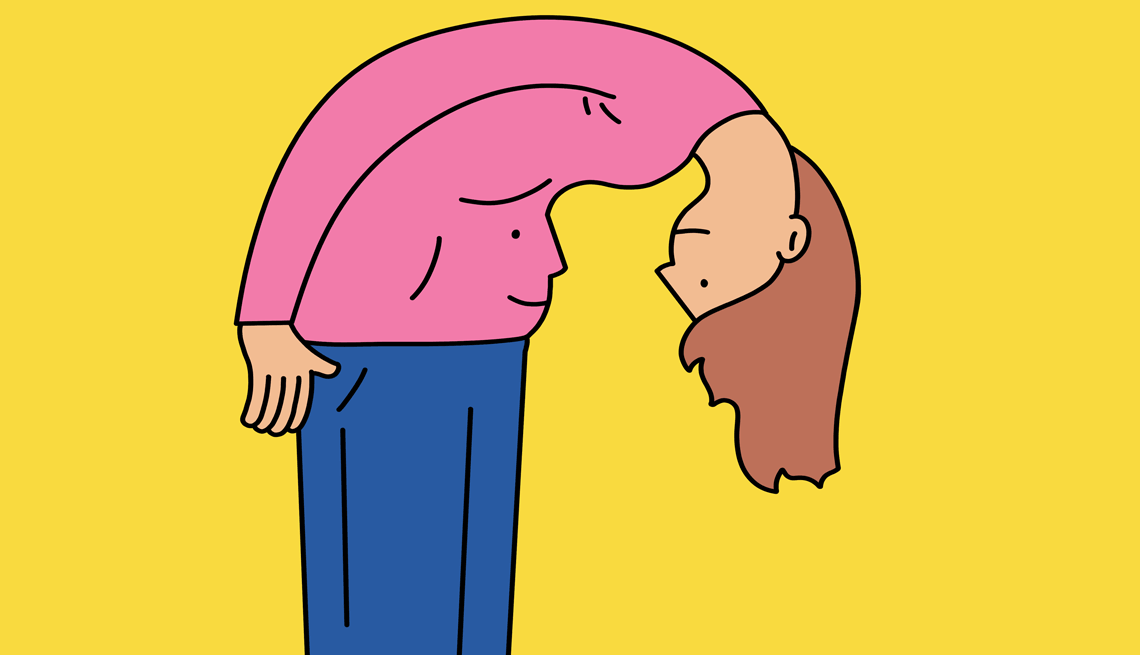 illustration of a woman looking at her happy gut