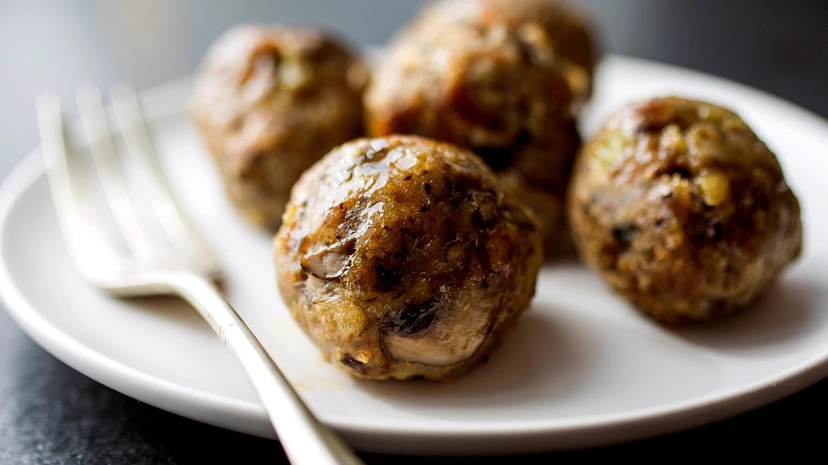 A close-up view of Italian turkey meatballs on a plate