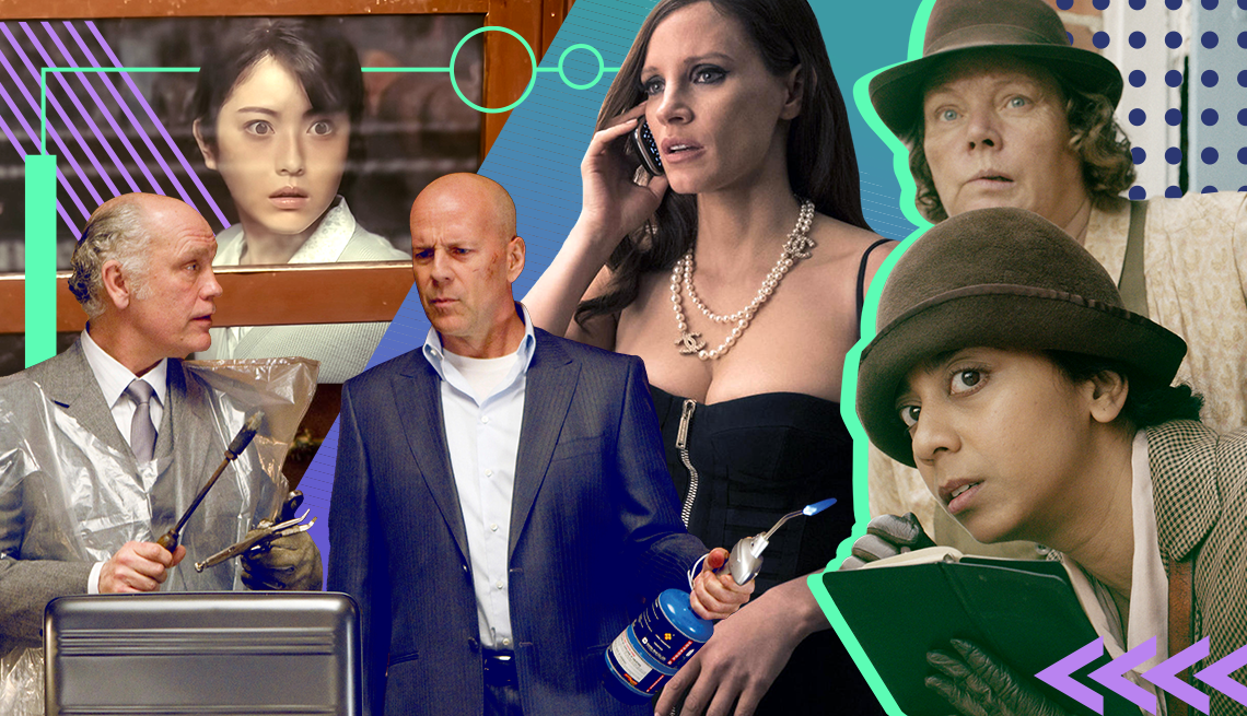 Best movies on Netflix to watch A collage of various characters from the films Red, Godzilla Minus One, Molly's Game and Wicked Little Letters