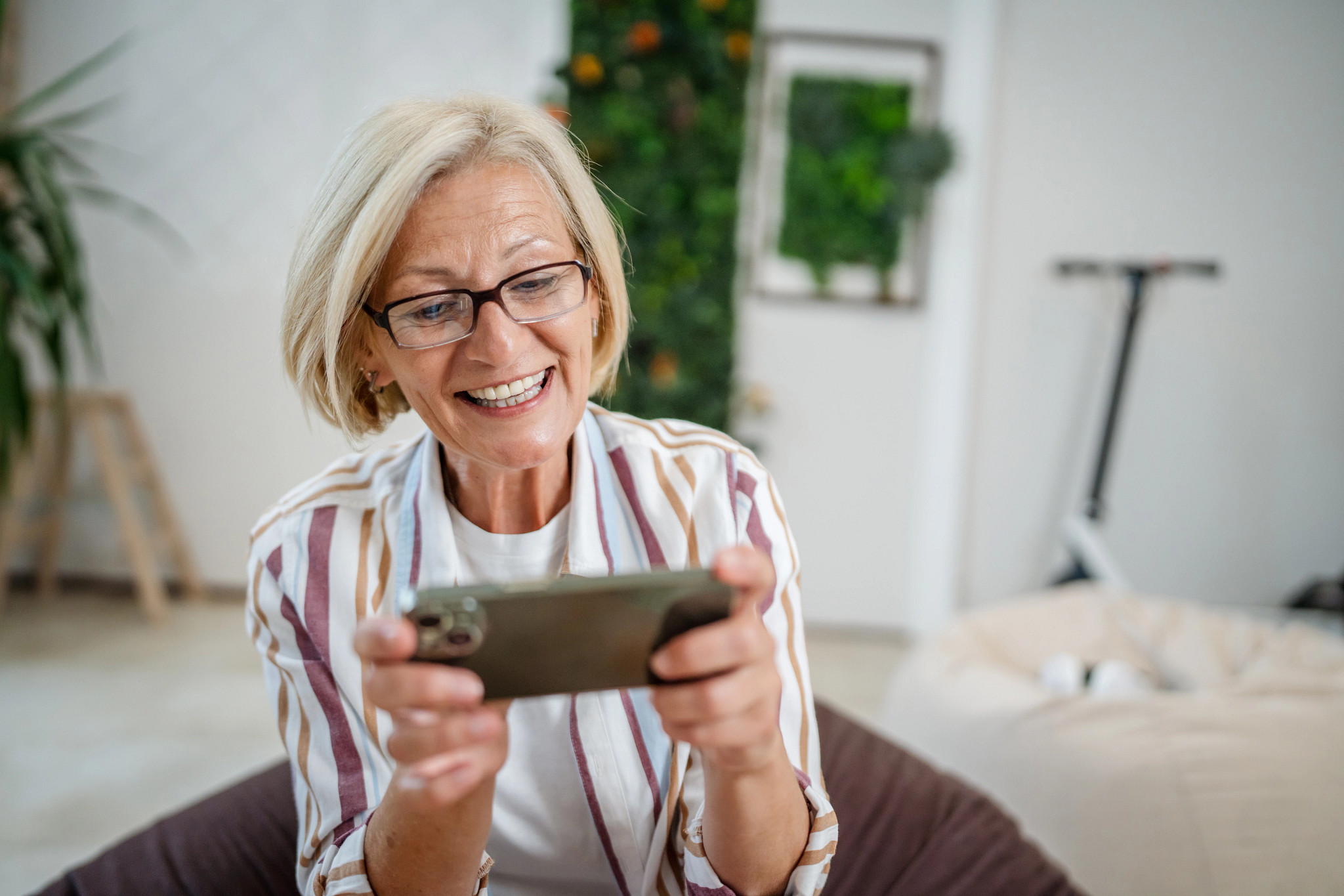 Woman playing video game