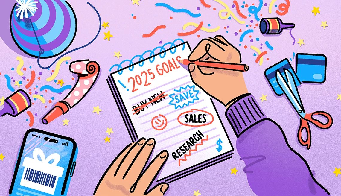 Shopping Resolutions a person making a list of goals for the year