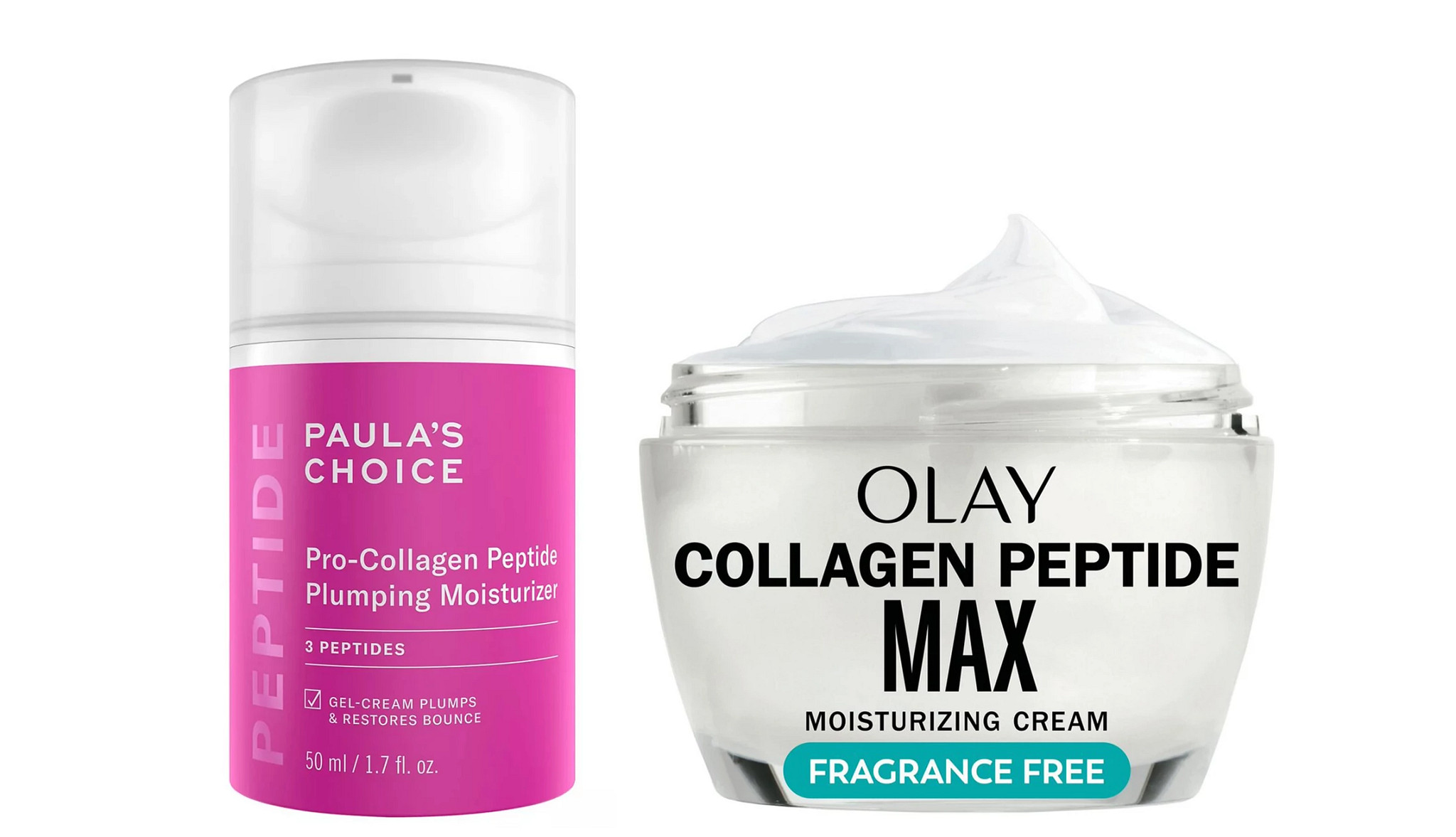 Two different facial moisturizer creams.