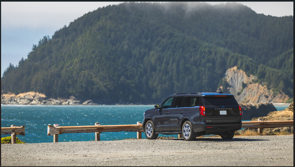 SUV parked by the lake