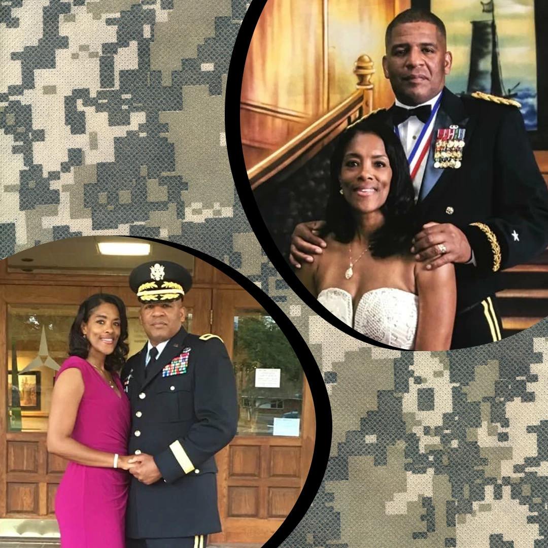 Military couple dressed in formal attire