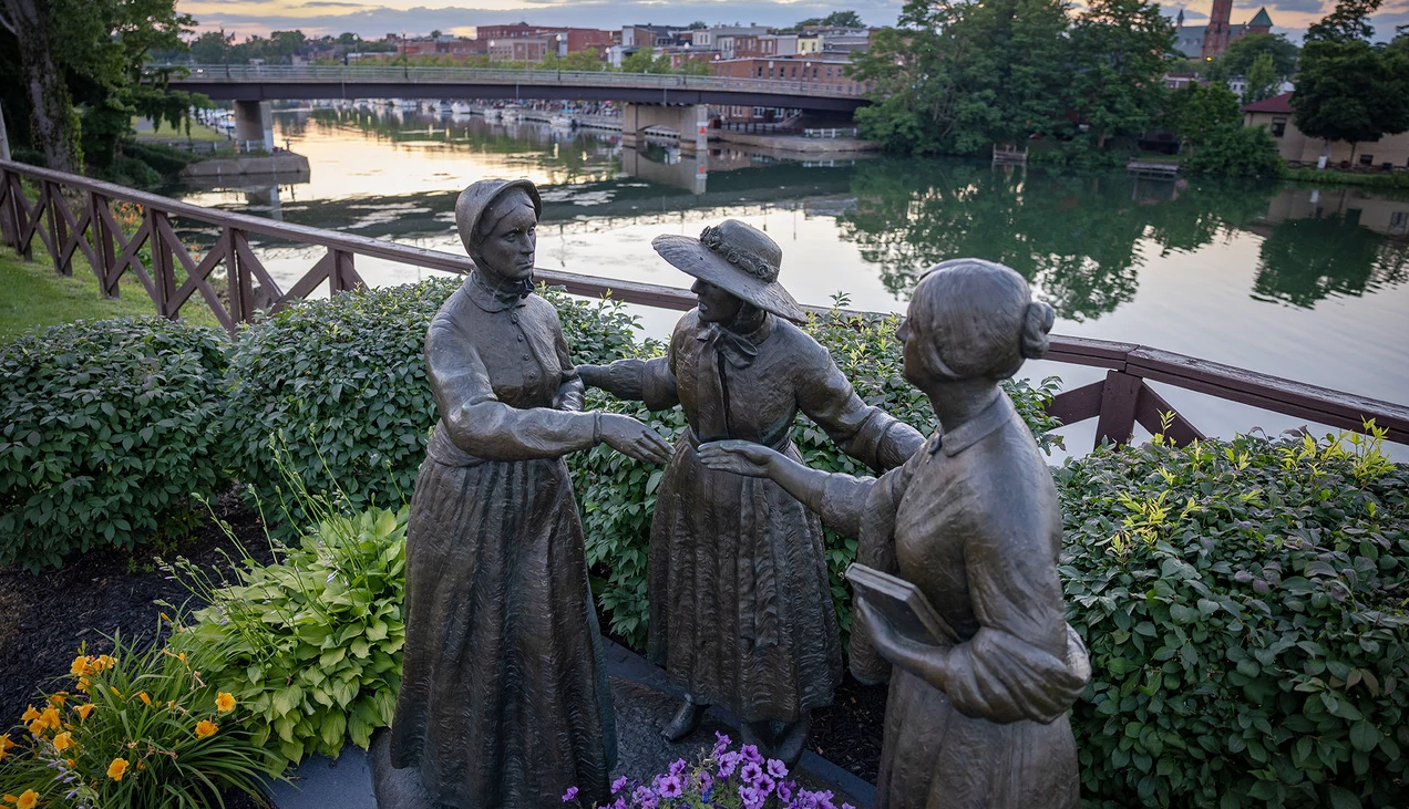 Seneca Falls Women’s Rights Statue Seneca Falls Women’s Rights Statue near a canal