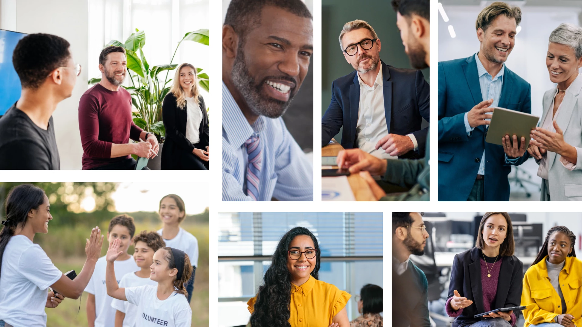 different people volunteering