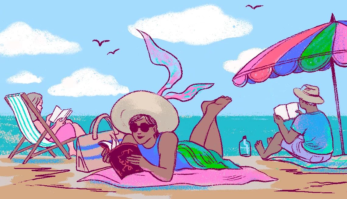 10 New Beach Reads people reading while relaxing on a beach
