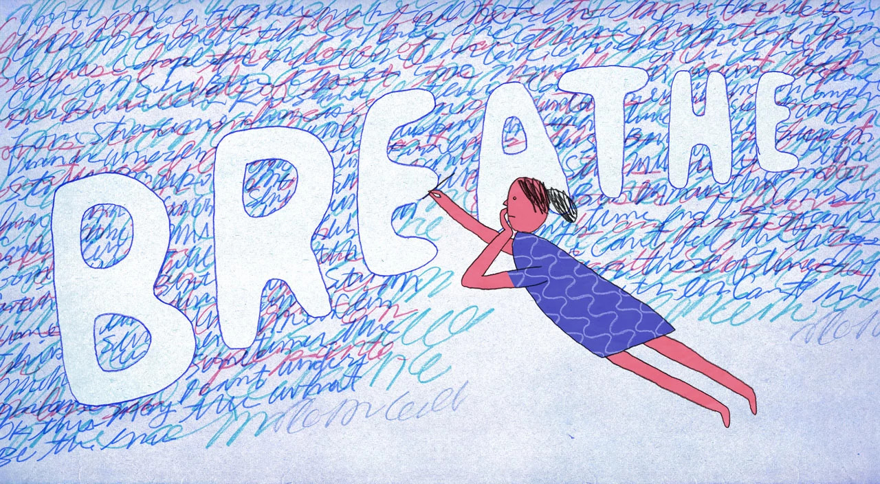 illustration of woman writing breathe