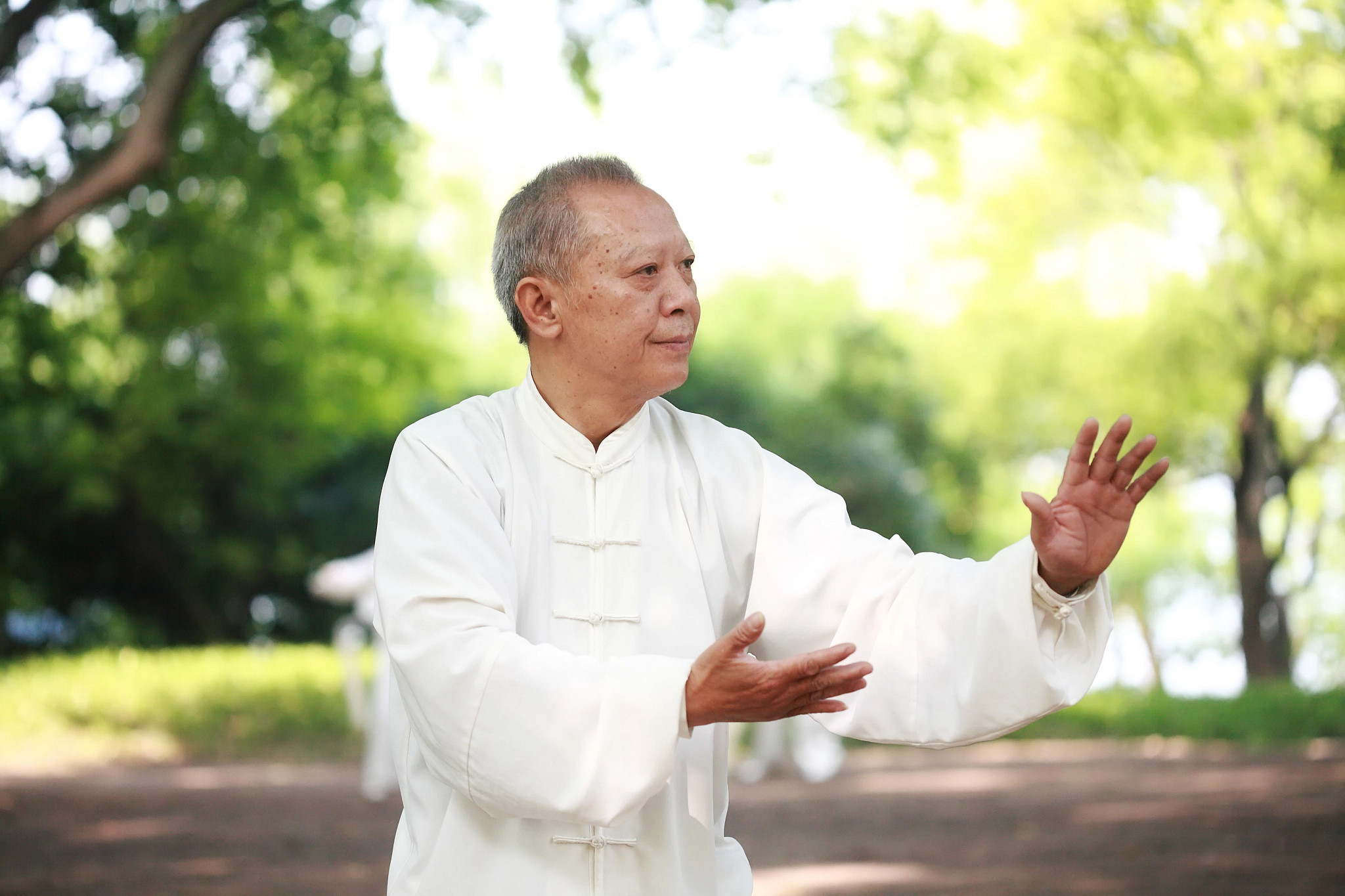 asian old man taichi outdoor