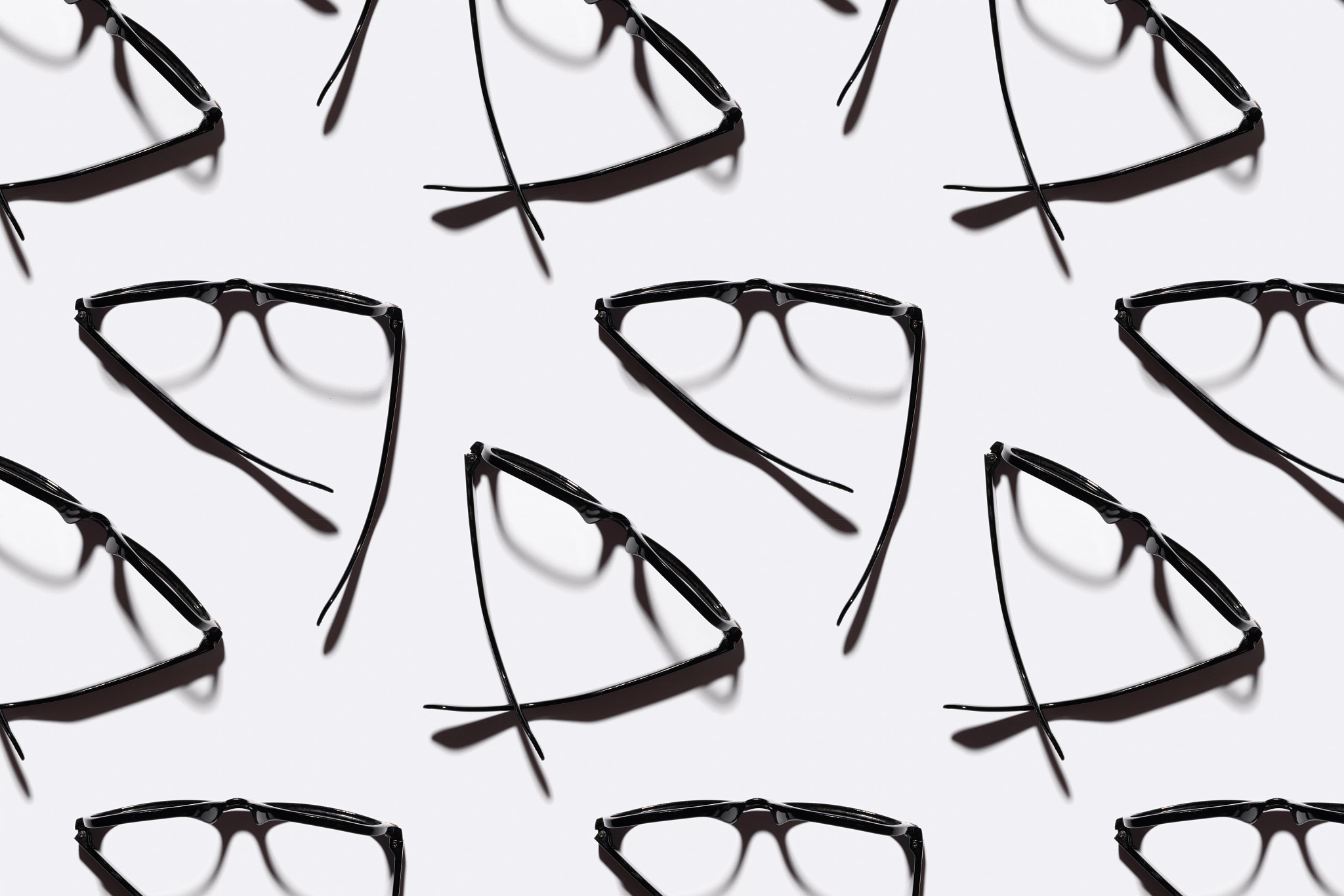 Black eyeglasses scattered