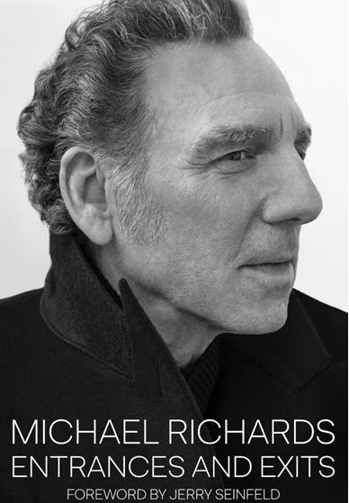 Book 'Entrances and Exits' by Michael Richards  Book that says Michael Richards, Entrances and Exits, Foreword by Jerry Seinfeld; Side view of Michael Richards' face on cover