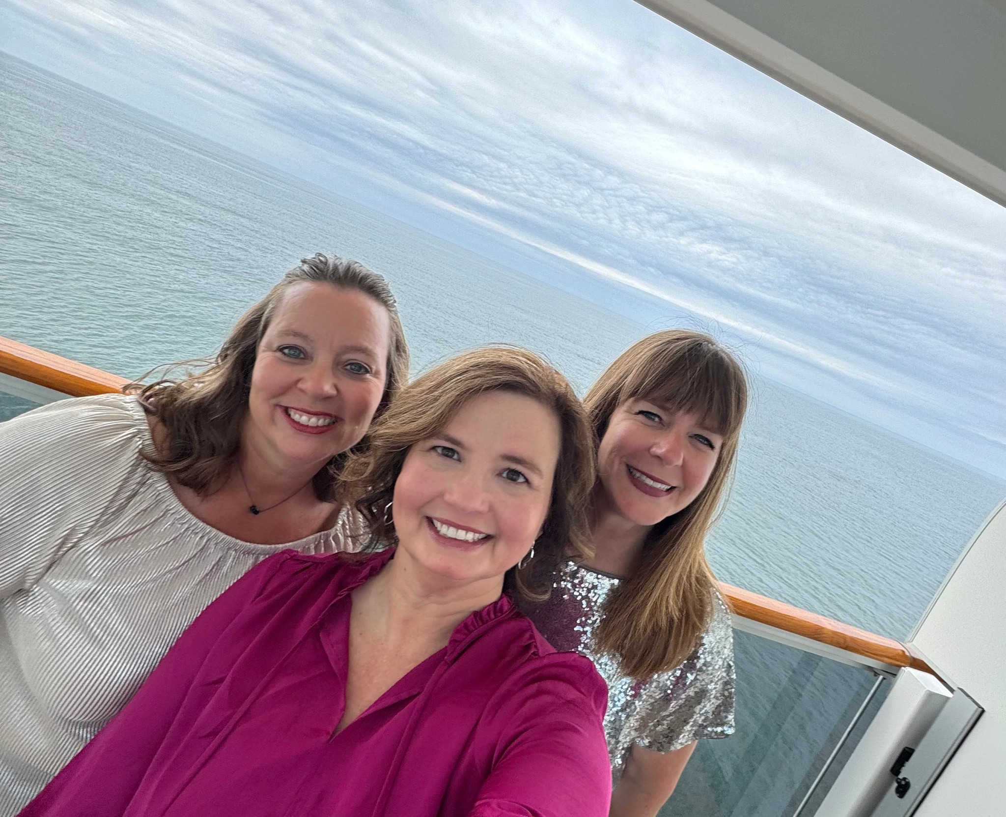 Stephanie (left), Melissa and Susan aboard the cruise ship ‘Rotterdam' in Norway. 