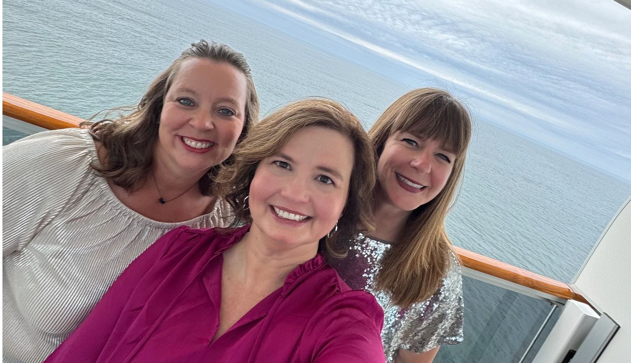 These three friends took a cruise on Holland America’s 'Rotterdam.’ Stephanie (left), Melissa and Susan aboard the cruise ship ‘Rotterdam' in Norway.
