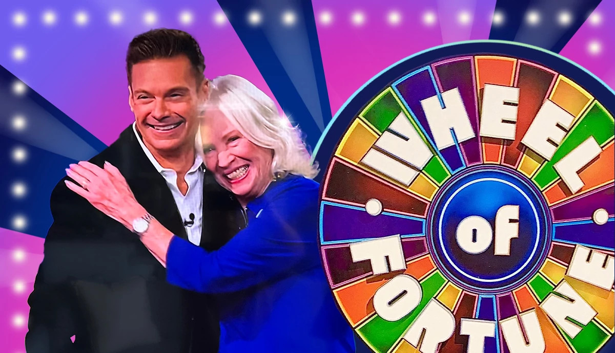 ryan seacrest with meredith holt on wheel of fortune