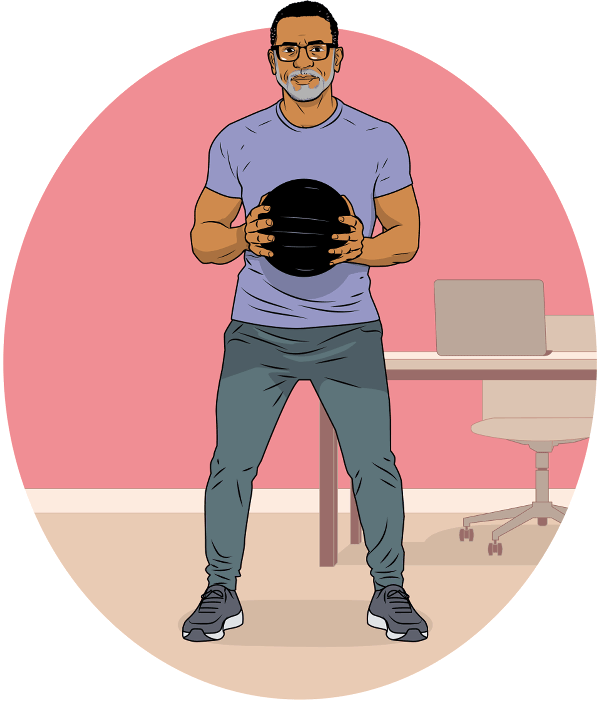 illustrated gif of a man performing wide side bends