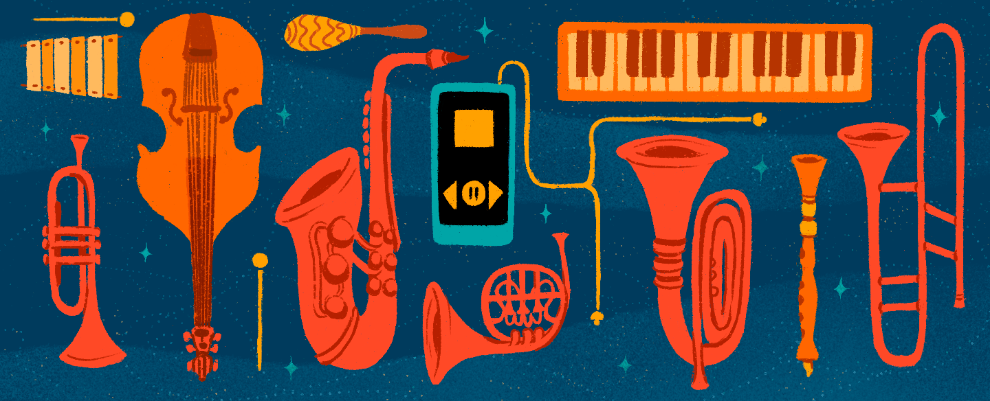 illustrations_of_jazz_instruments_sisters_spotify_playlist_by_charlot_kristensen_1440x584